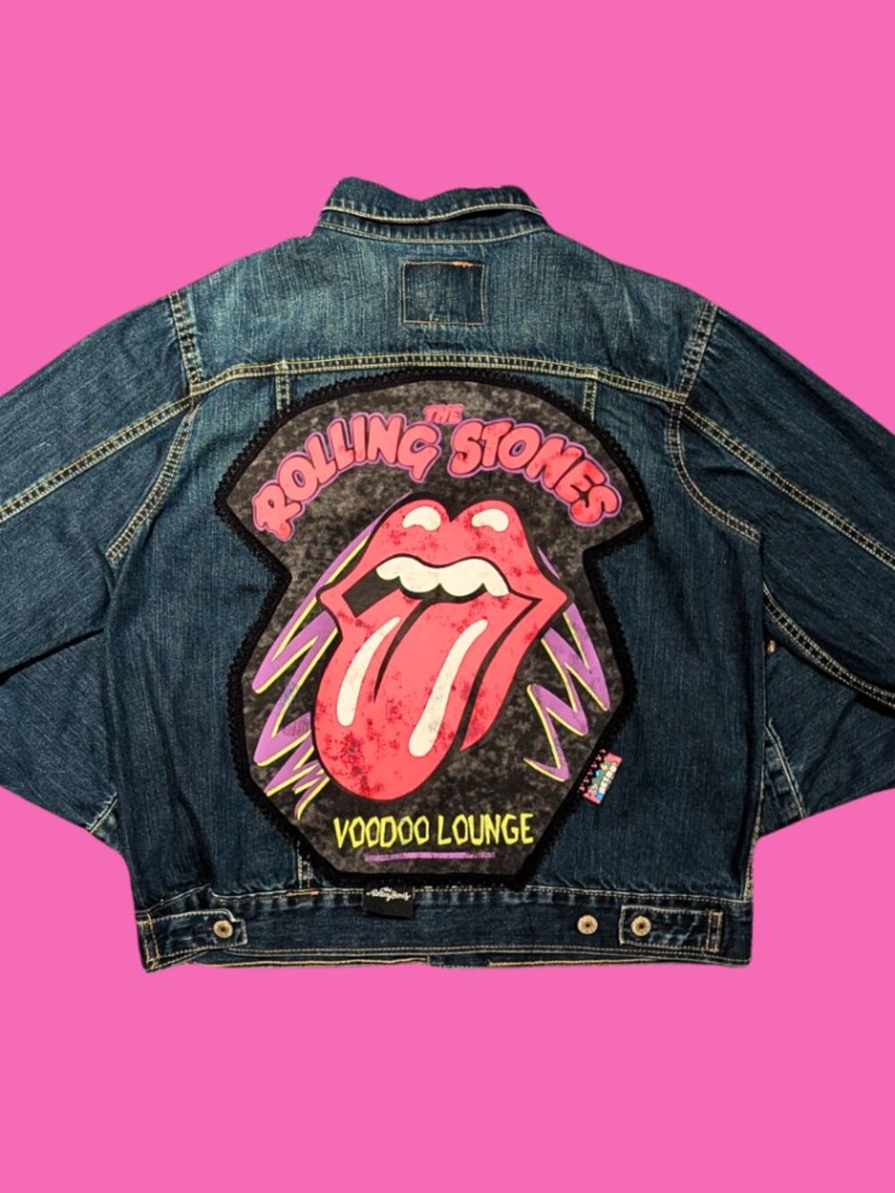 The Rolling Stones Upcycled T-Shirt Denim Jacket Size XL
